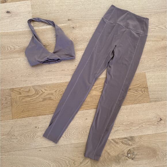L Space - Jeanna Halter Bra Top & Level Up Leggings in Brown